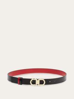 Reversible and adjustable Gancini belt - Women