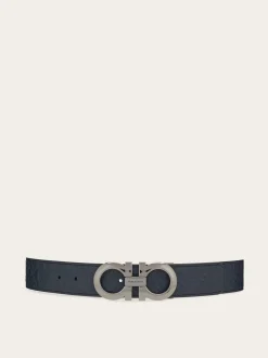 Reversible and adjustable Gancini belt - Men