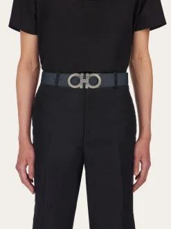 Reversible and adjustable Gancini belt - Men
