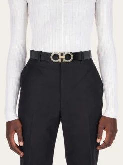 Reversible and adjustable Gancini belt - Men