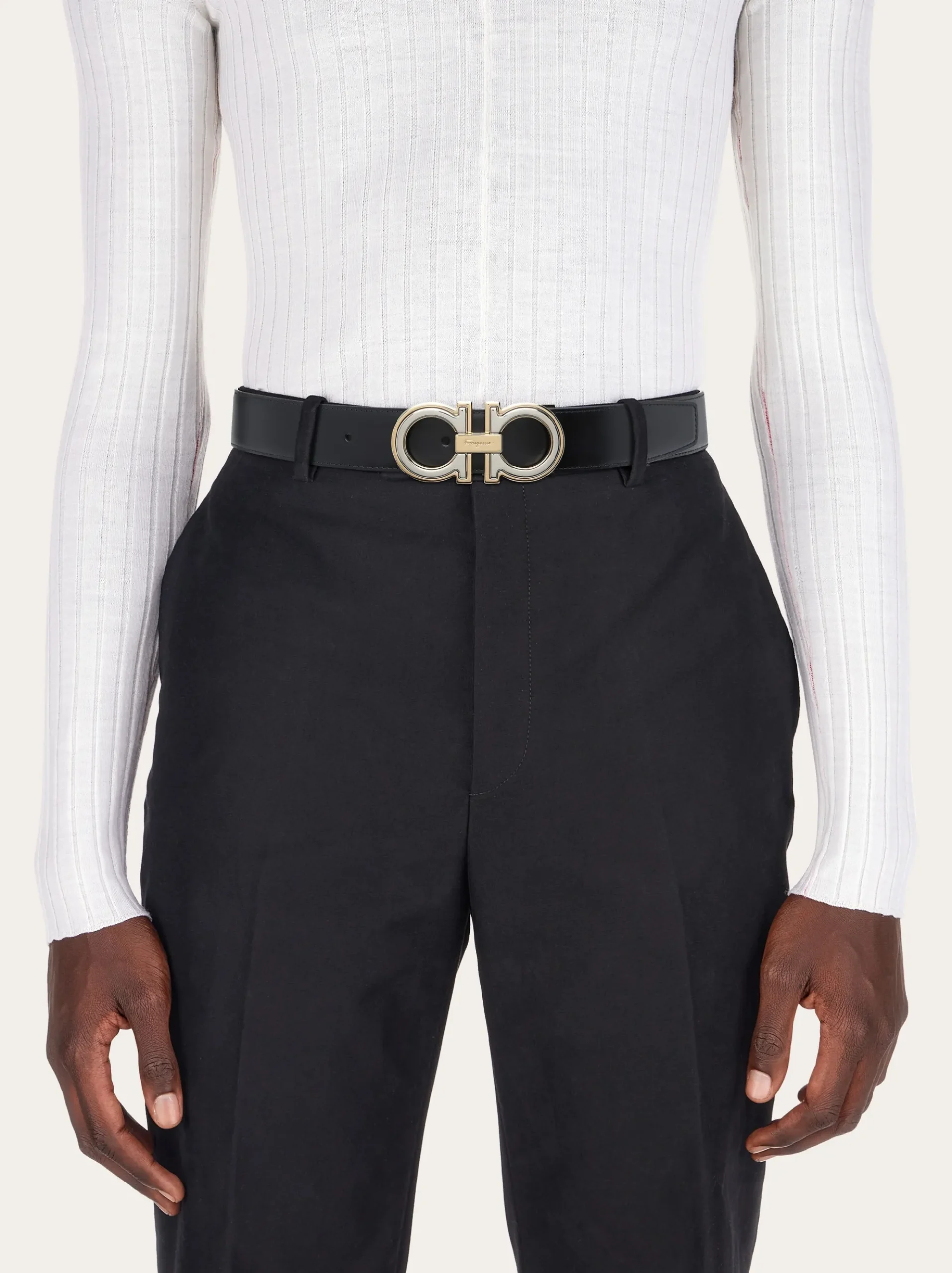 Reversible and adjustable Gancini belt - Men