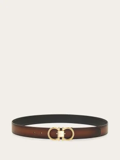 Reversible and adjustable Gancini belt - Men