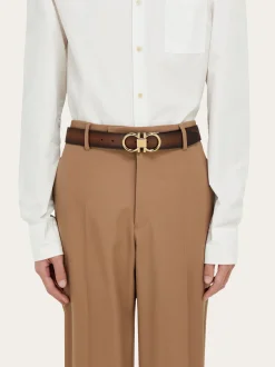 Reversible and adjustable Gancini belt - Men