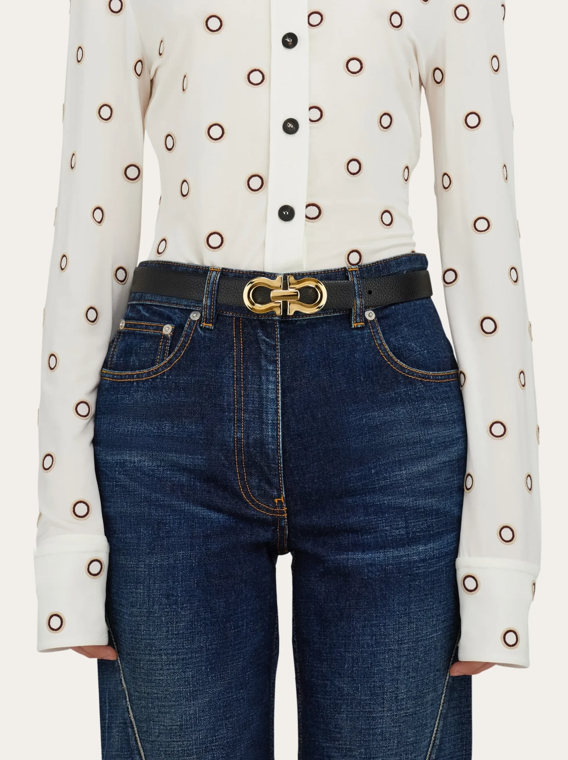 Reversible Gancini belt - Women
