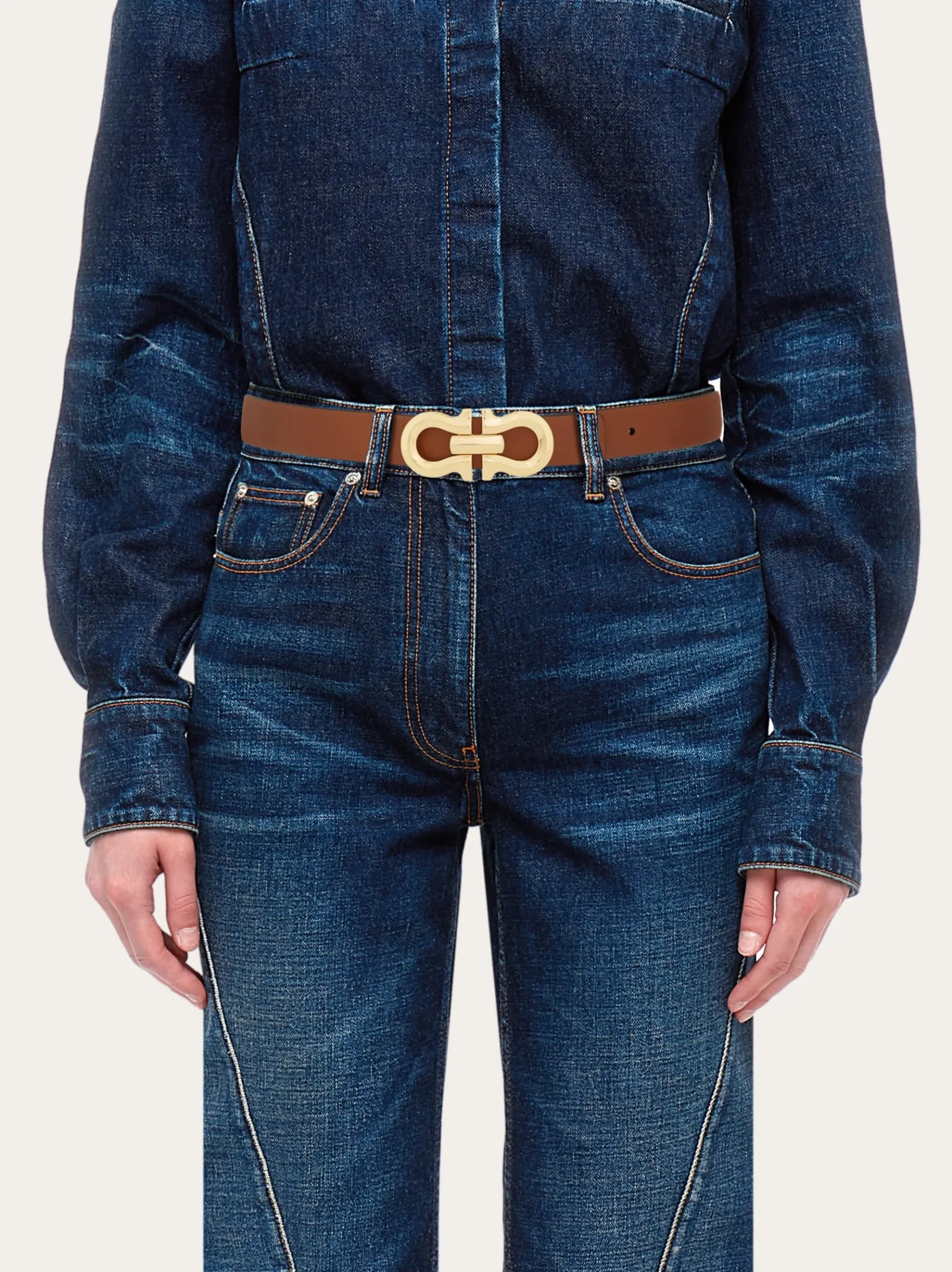 Reversible Gancini belt - Women