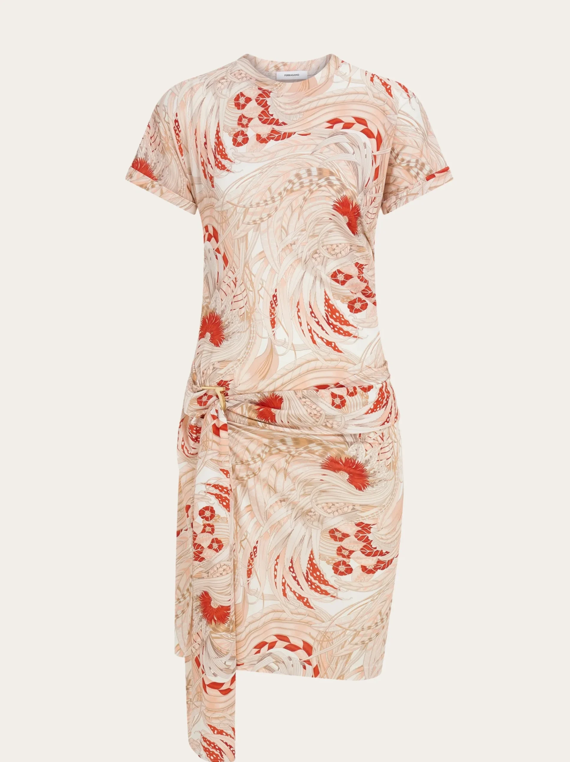 Rooster print draped dress - Women