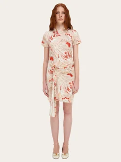 Rooster print draped dress - Women