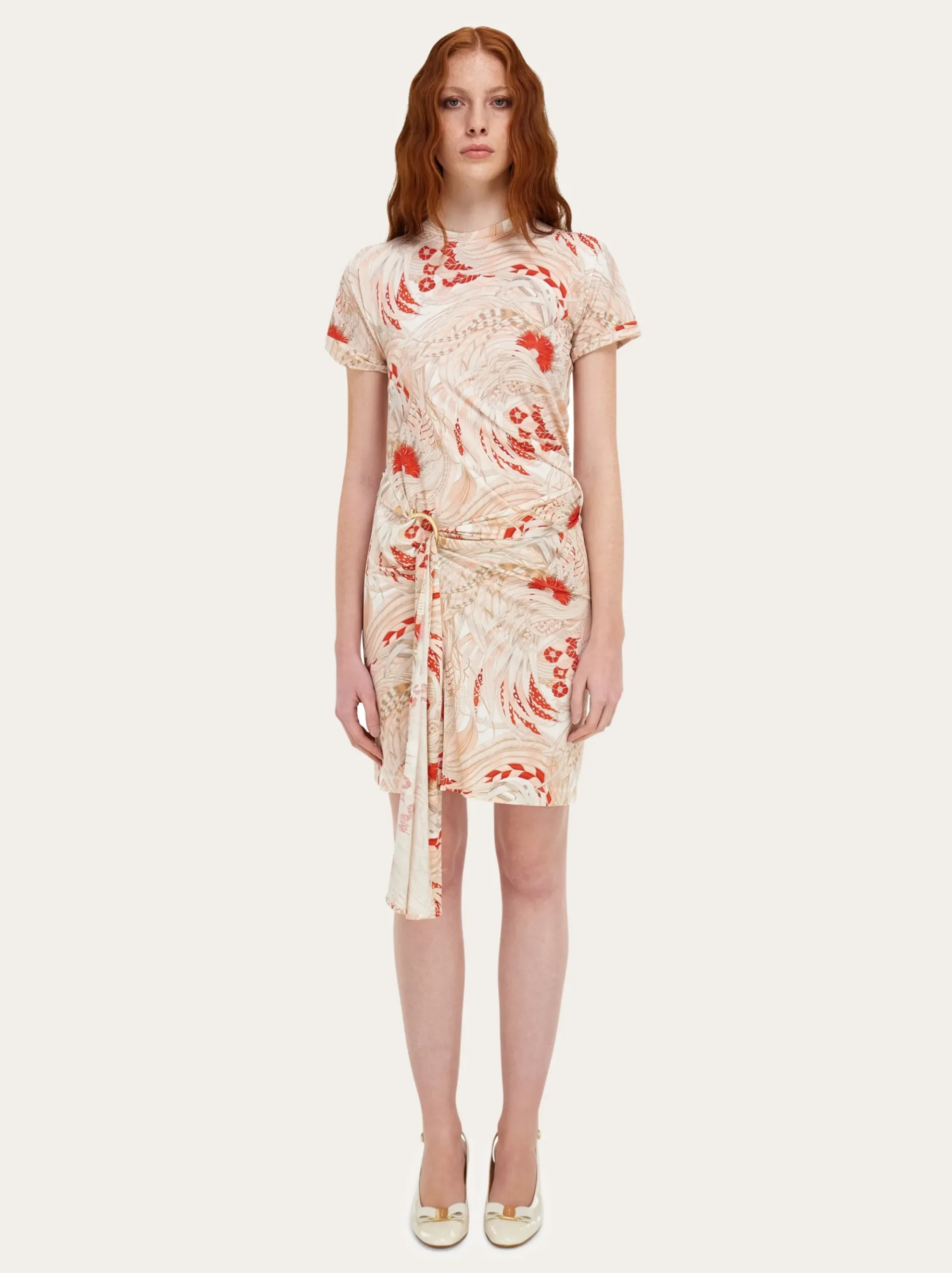 Rooster print draped dress - Women