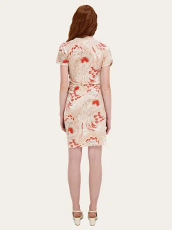 Rooster print draped dress - Women
