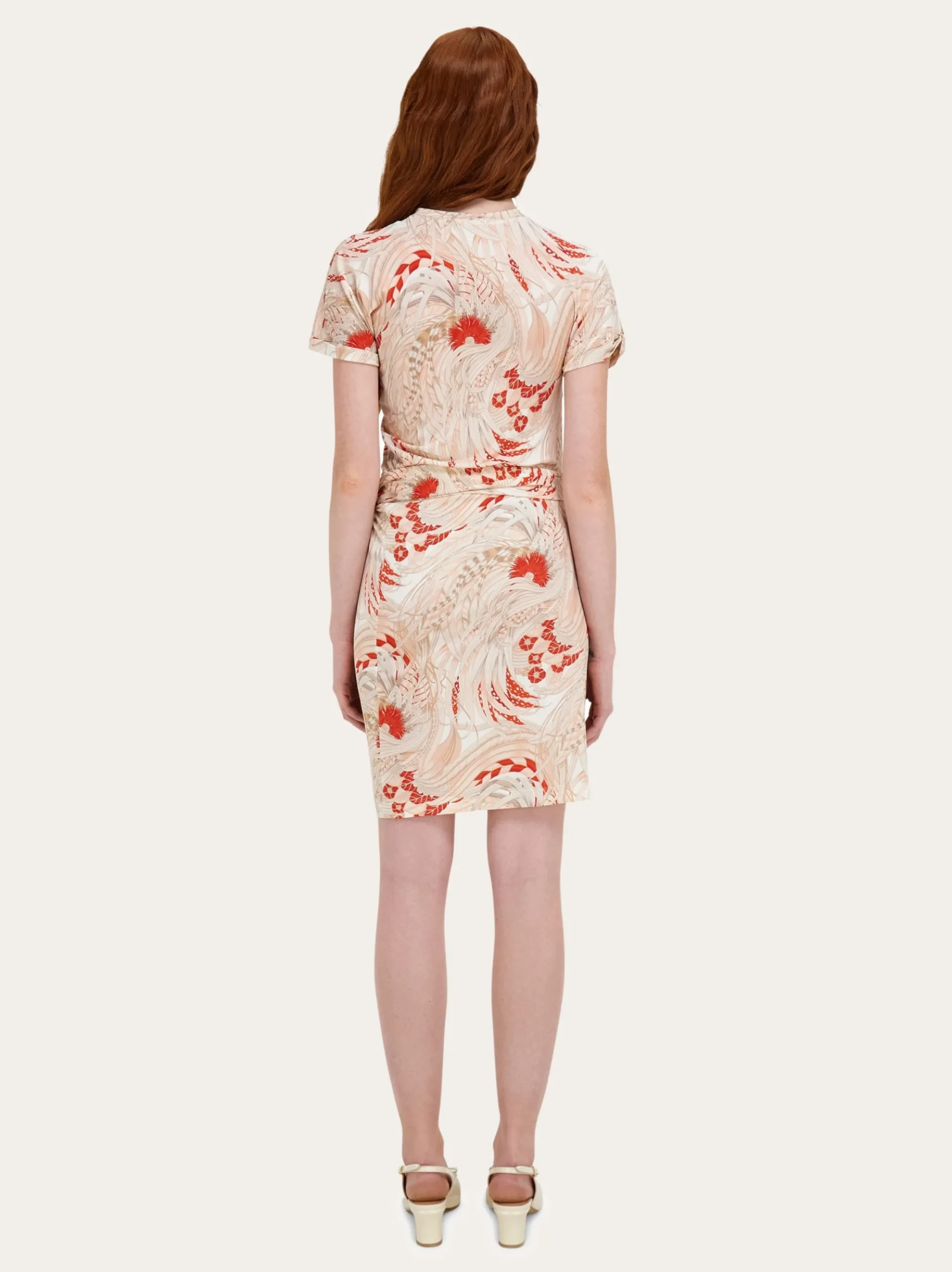 Rooster print draped dress - Women