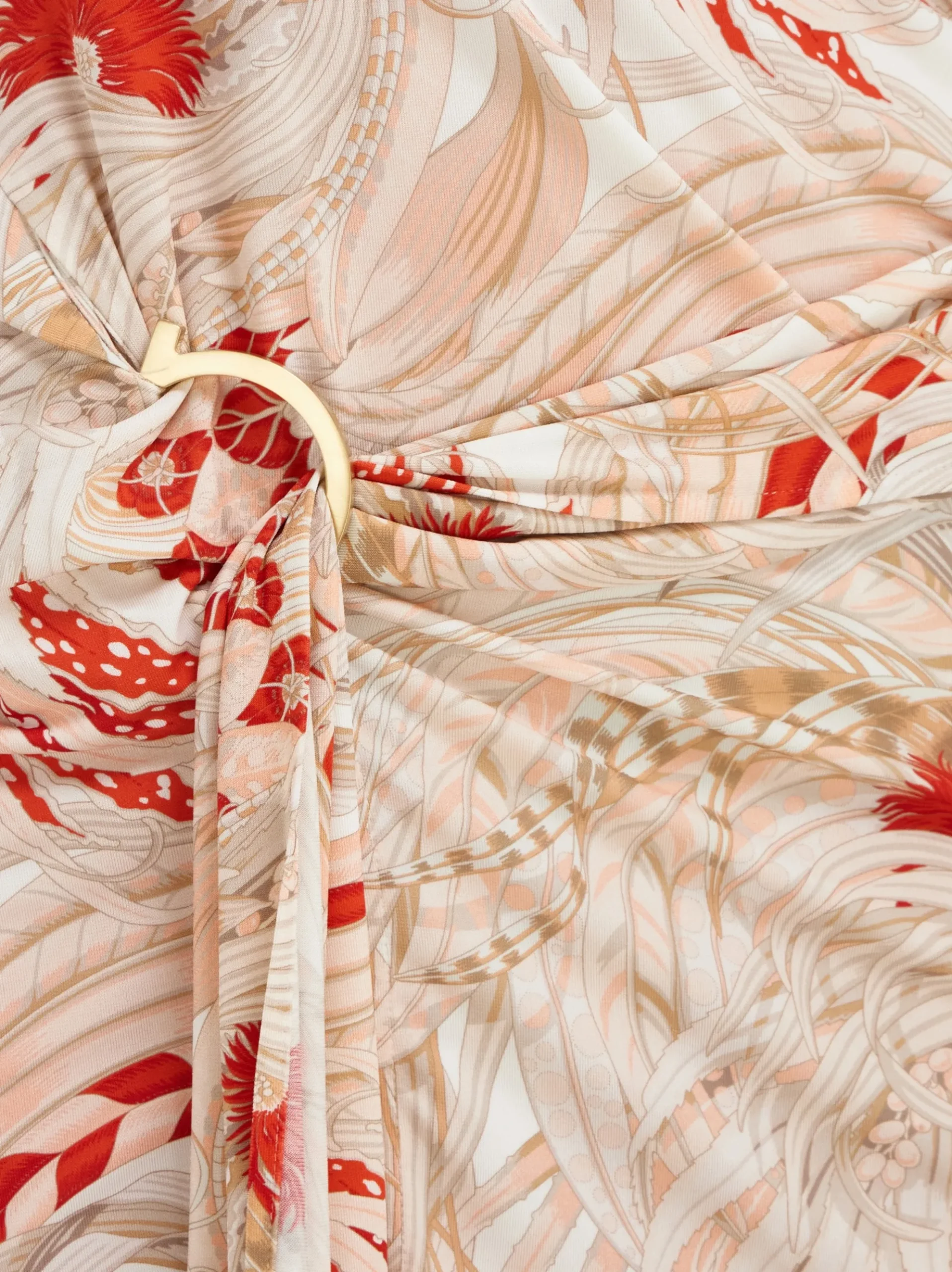 Rooster print draped dress - Women