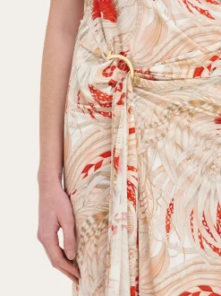 Rooster print draped dress - Women