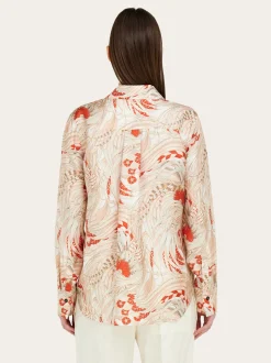 Rooster print silk twill shirt - Women