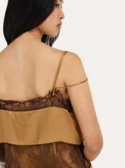 Satin and lace slip dress - Women