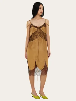 Satin and lace slip dress - Women