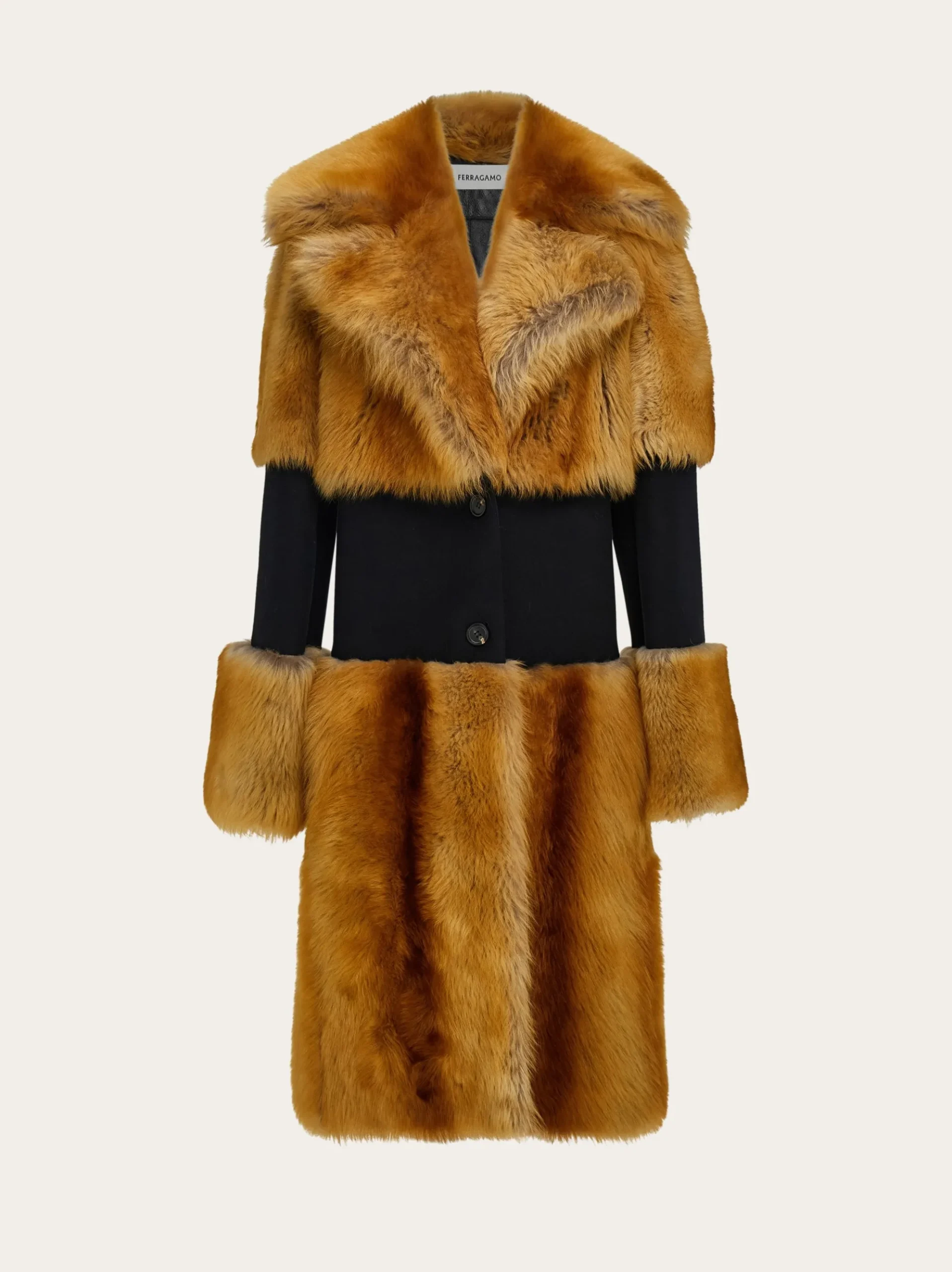 Shearling coat with wool inlay - Women