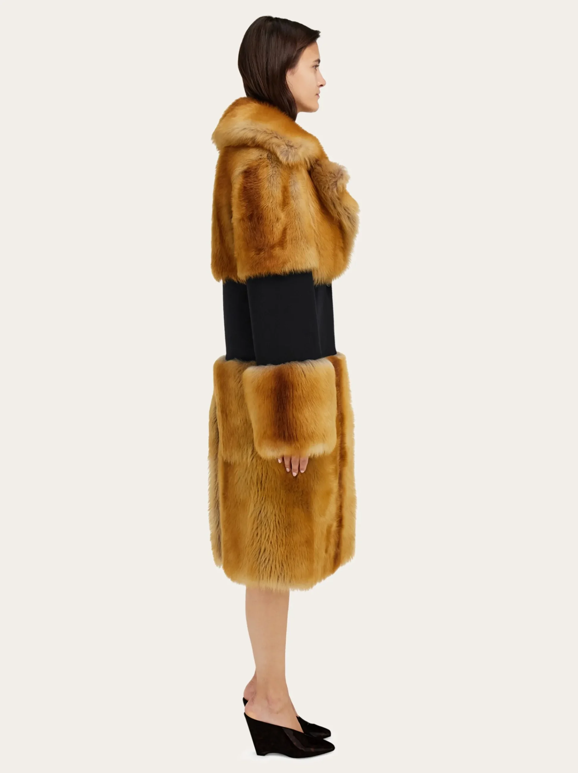 Shearling coat with wool inlay - Women