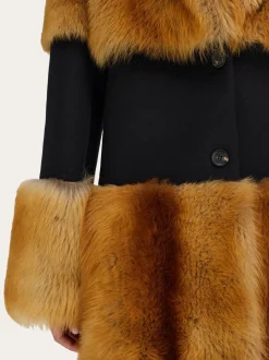 Shearling coat with wool inlay - Women