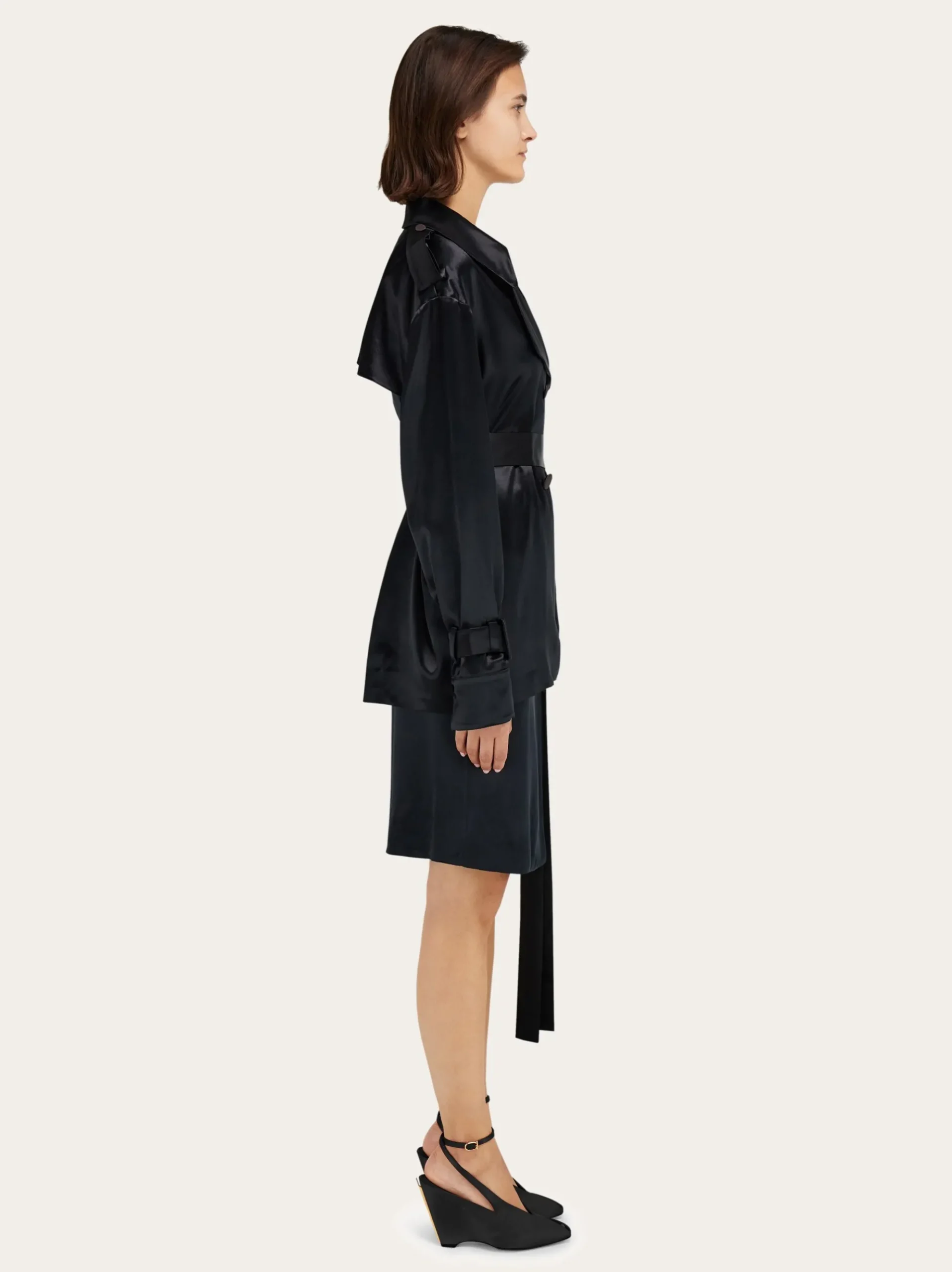 Short satin trench - Women