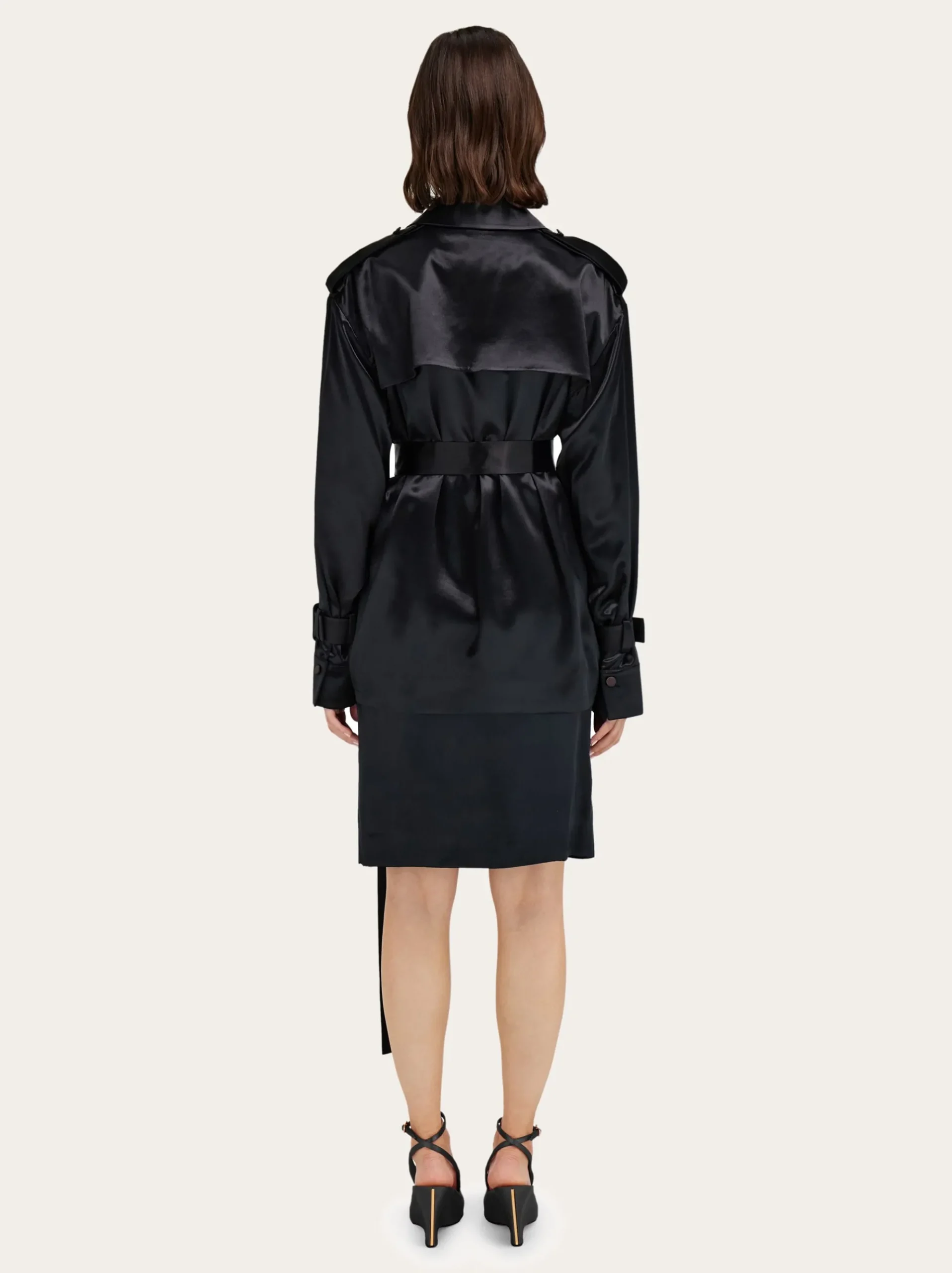 Short satin trench - Women