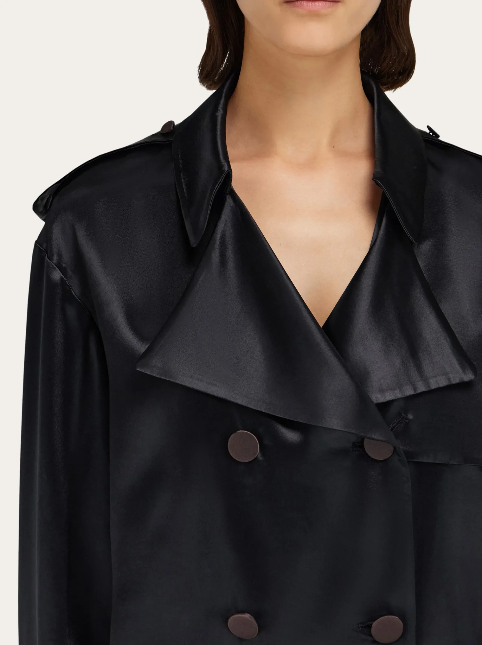 Short satin trench - Women