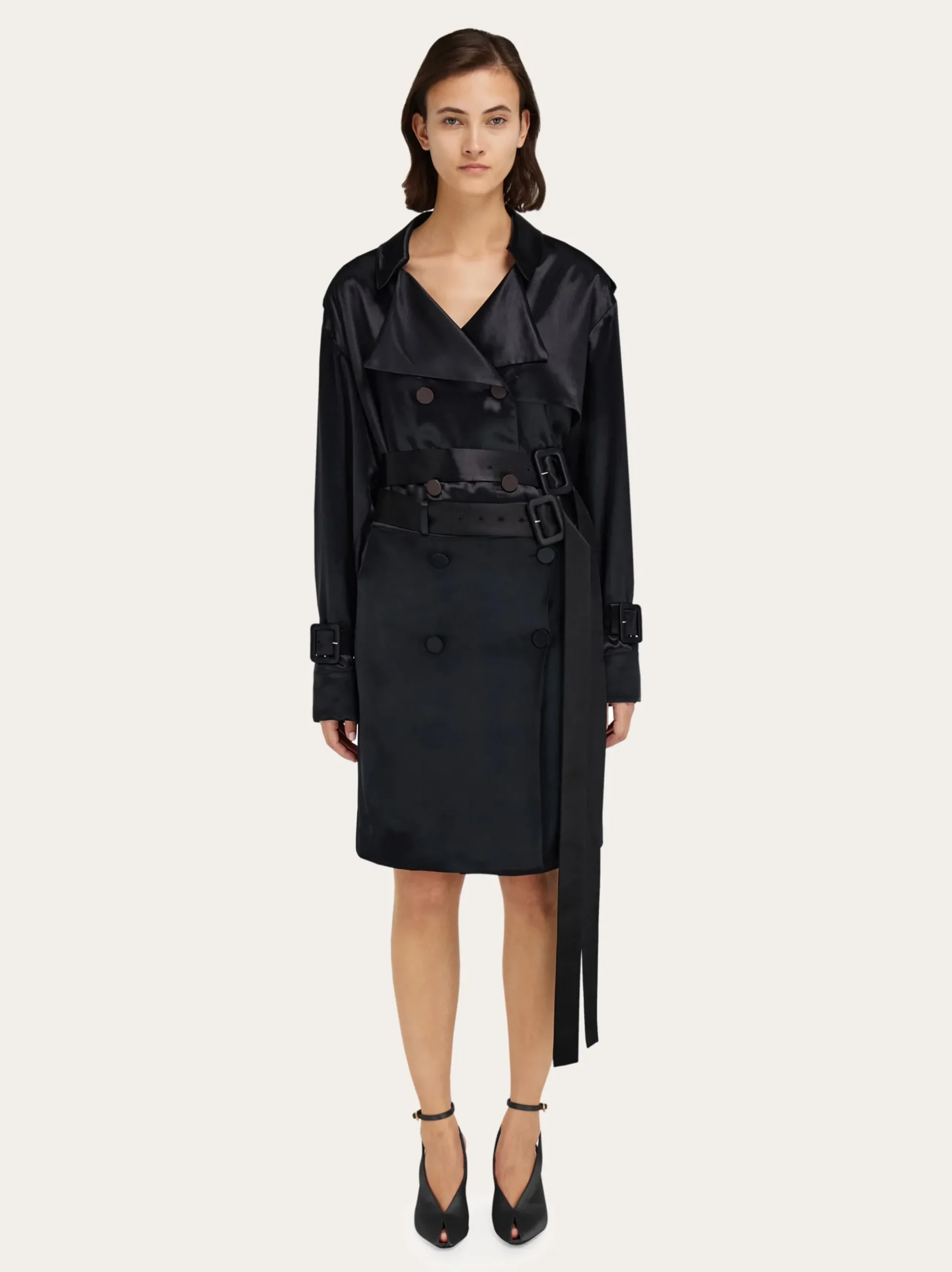 Short satin trench - Women