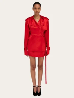 Short satin trench - Women