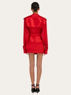 Short satin trench - Women