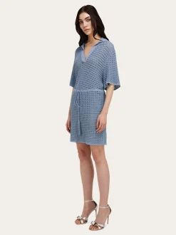 Short skirt with open weave knit - Women