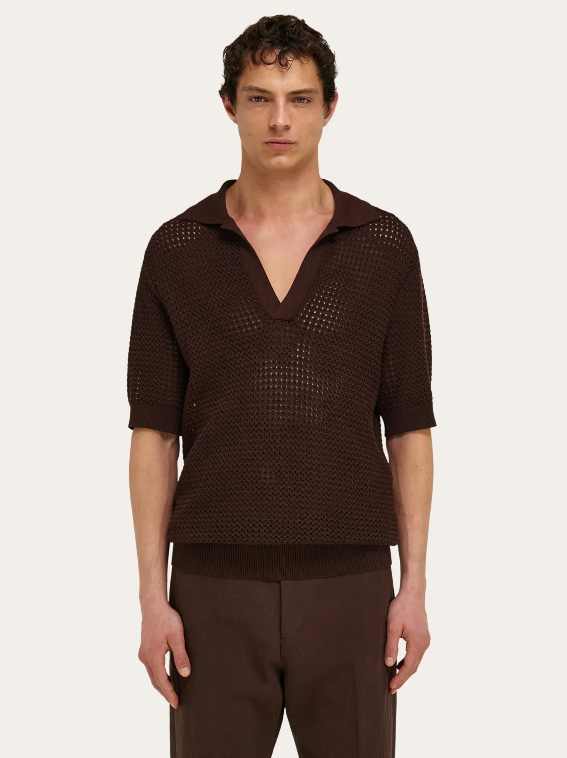 Short sleeve knitted polo - Men