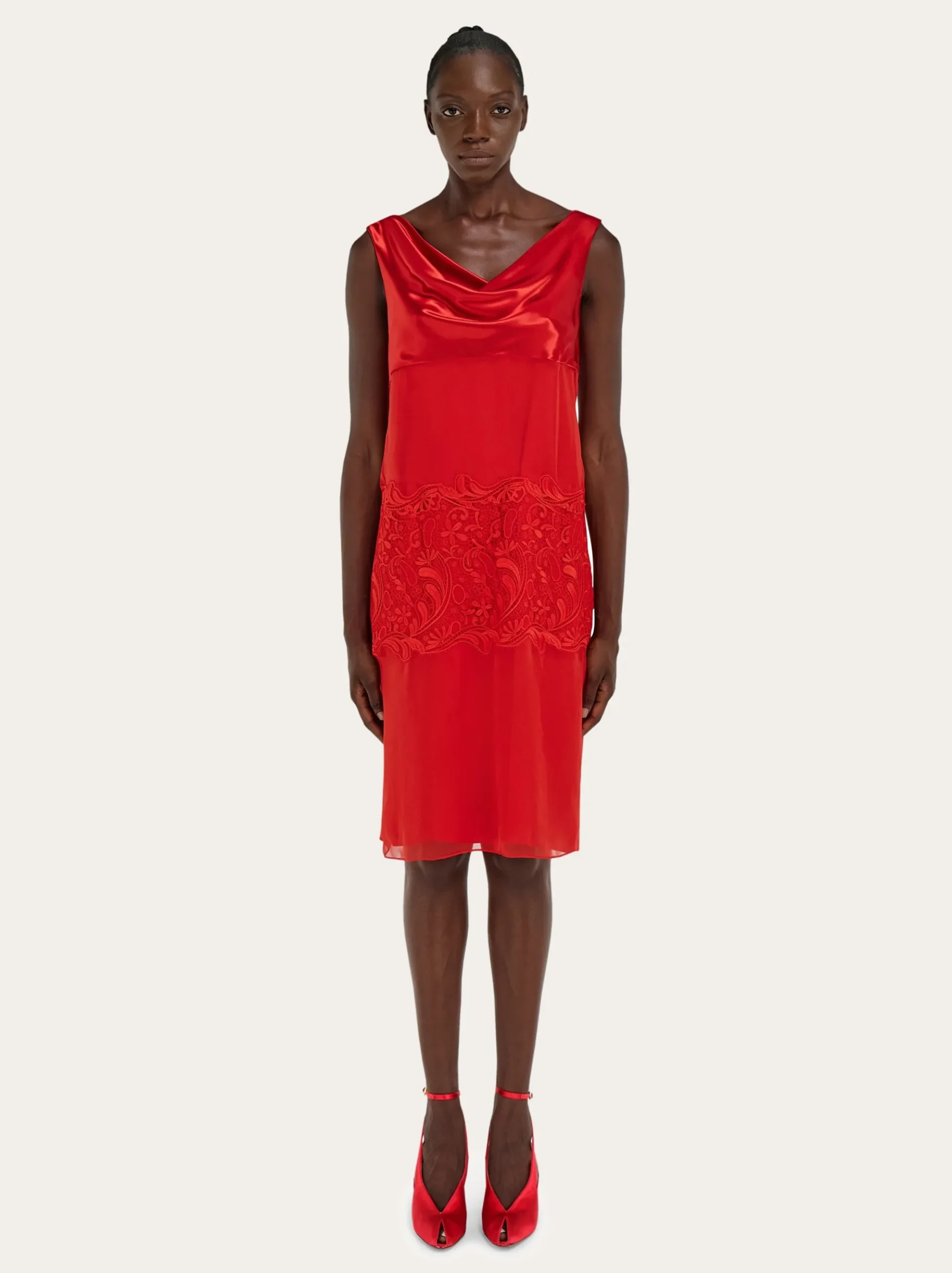 Silk dress with drape detail - Women