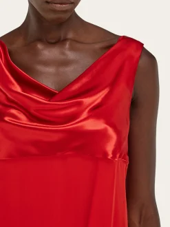 Silk dress with drape detail - Women