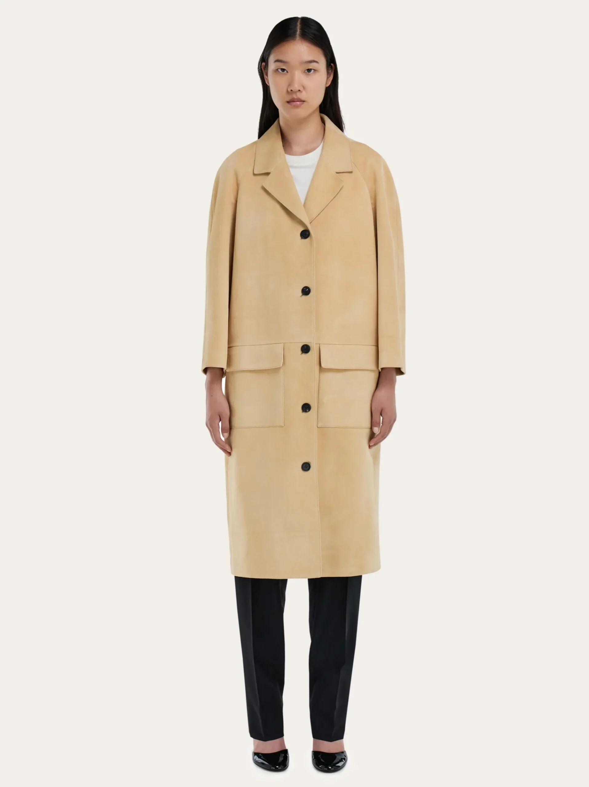 Single breasted suede coat - Women