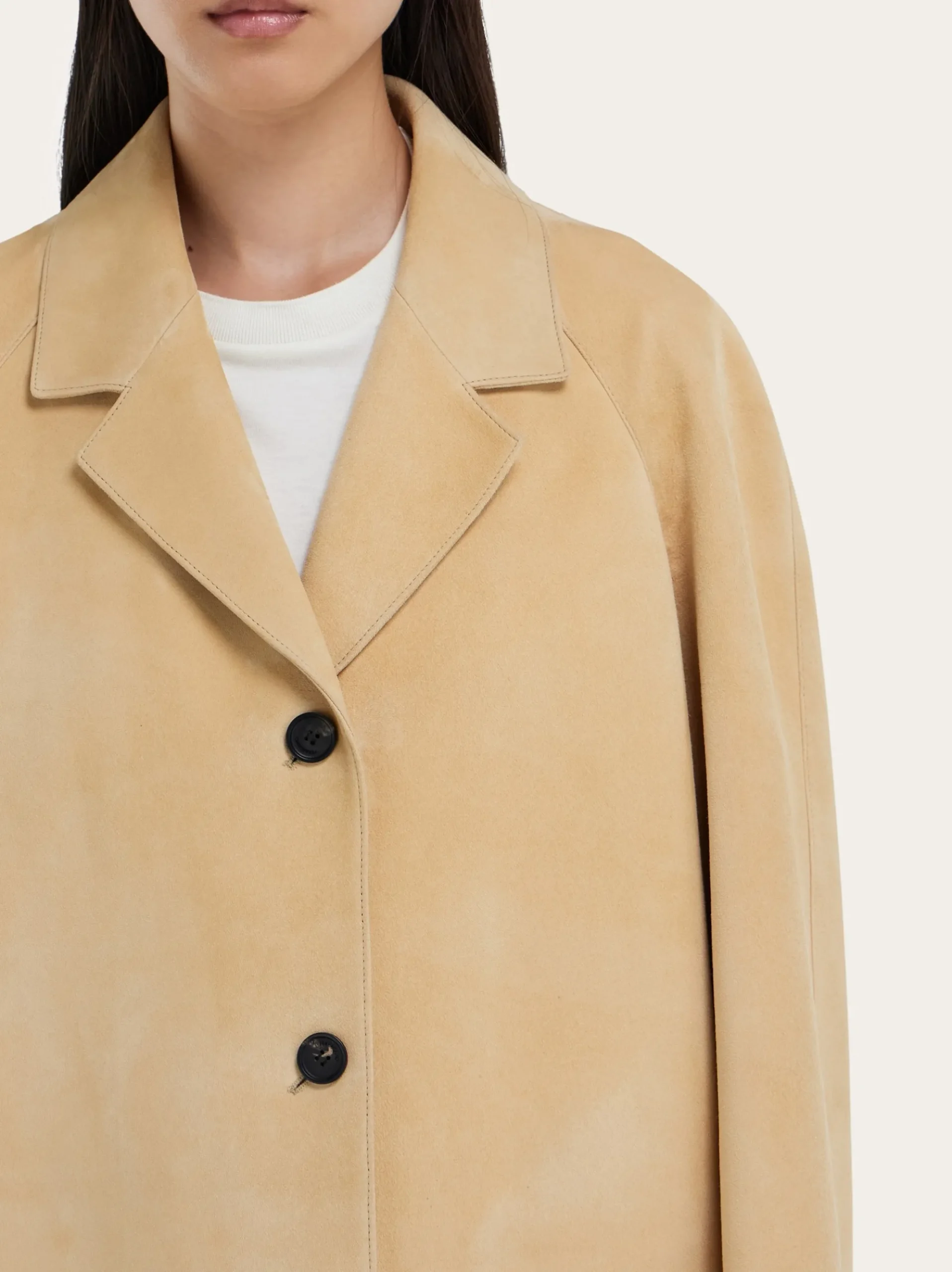 Single breasted suede coat - Women