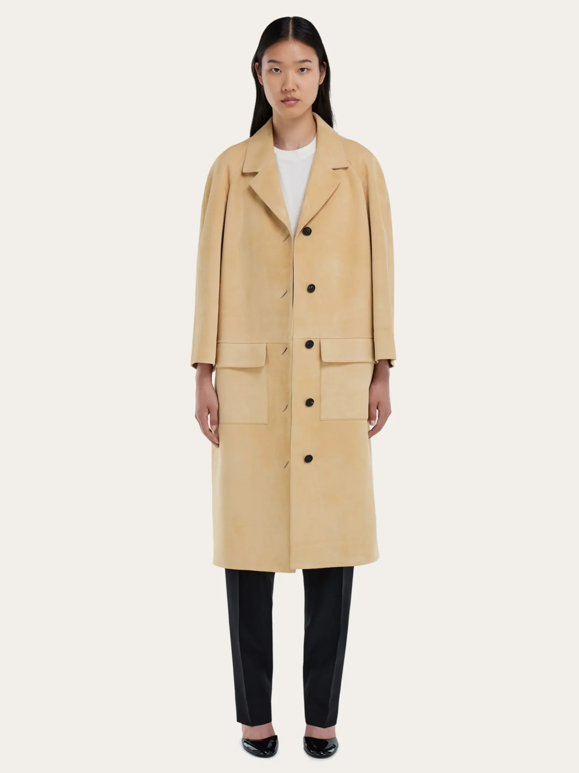 Single breasted suede coat - Women