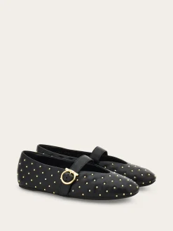 Studded Gancini buckle ballet flat - Women