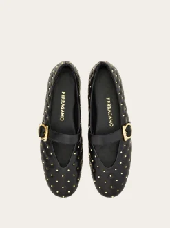 Studded Gancini buckle ballet flat - Women