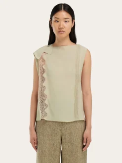 Top with lace inserts - Women