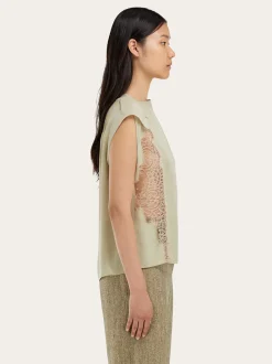 Top with lace inserts - Women