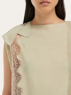 Top with lace inserts - Women