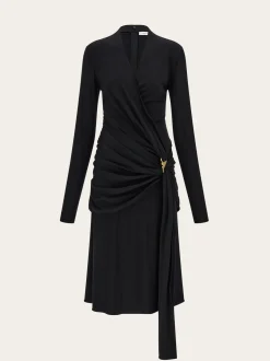 Viscose dress with gathered waist - Women