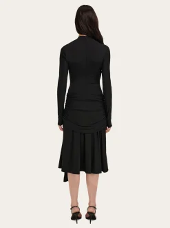 Viscose dress with gathered waist - Women
