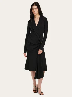 Viscose dress with gathered waist - Women