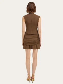 Viscose mini dress with gathered waist - Women