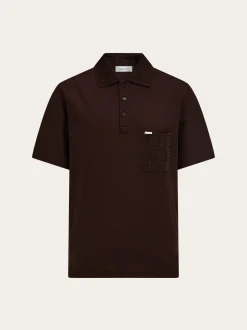 V-neck polo with jacquard pocket detail - Men