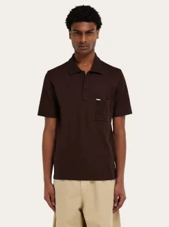 V-neck polo with jacquard pocket detail - Men