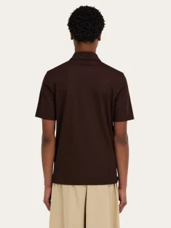 V-neck polo with jacquard pocket detail - Men