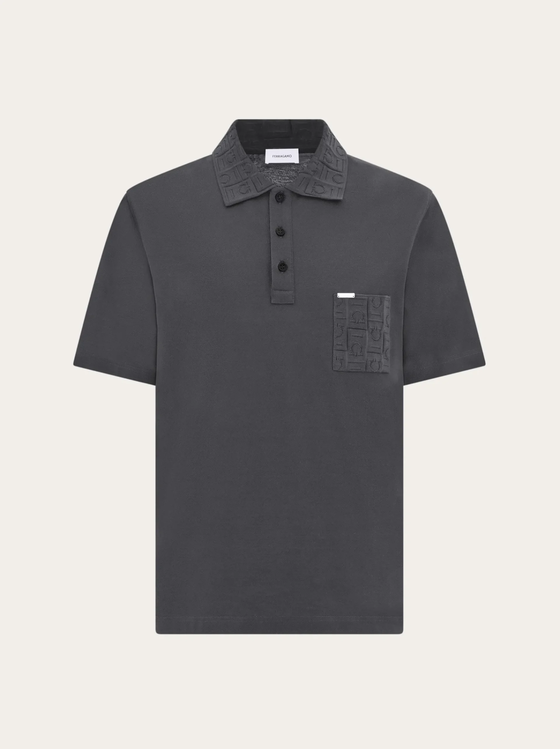 V-neck polo with jacquard pocket detail - Men