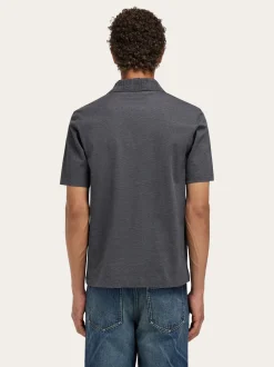V-neck polo with jacquard pocket detail - Men