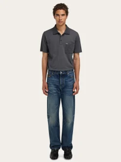V-neck polo with jacquard pocket detail - Men